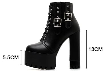 Gothic Double Buckle Lace Up Platform Boots EG035