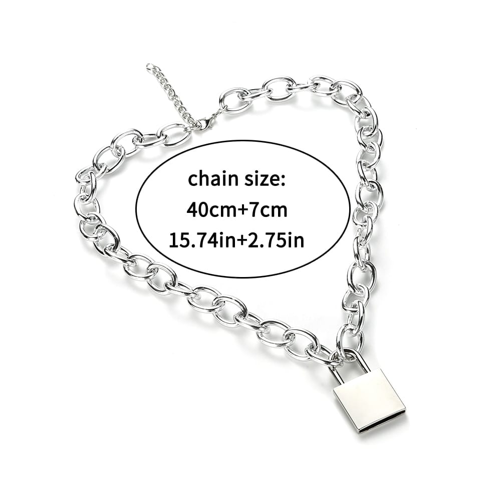 Gothic Grunge Large Padlock Chain Necklace EG0314