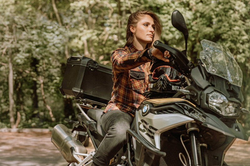 woman on a motorcycle