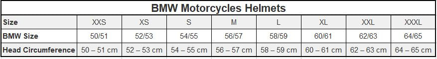 BMW Motorrad Helmet Sizing