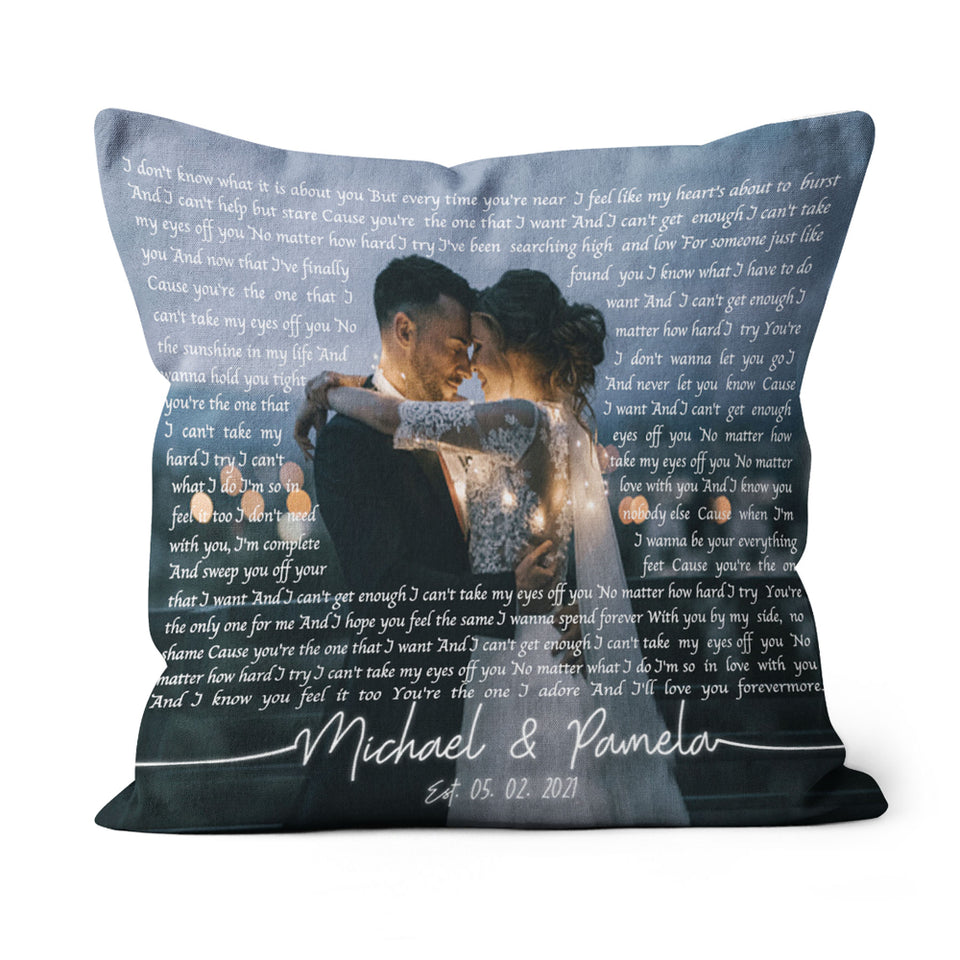 First Dance Lyrics On Pillow, Wedding Gift, Anniversary Gift, Wedding Song Lyrics Pillow, Custom Song Lyric Wedding Canvas Throw Pillow