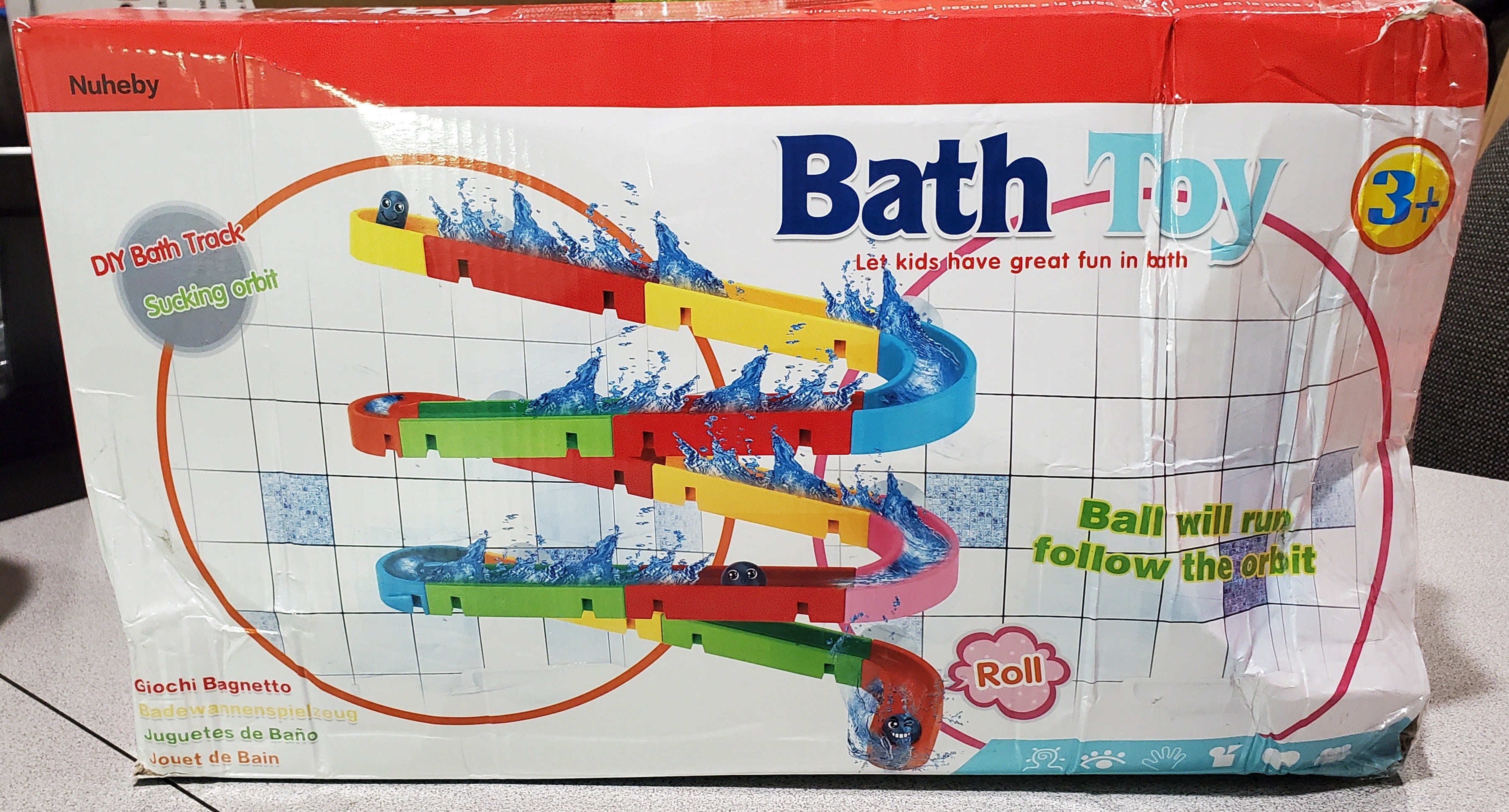 Kids Bath Toys Assemble Set Fun DIY Slide Indoor Waterfall Track Stick to  Wall w