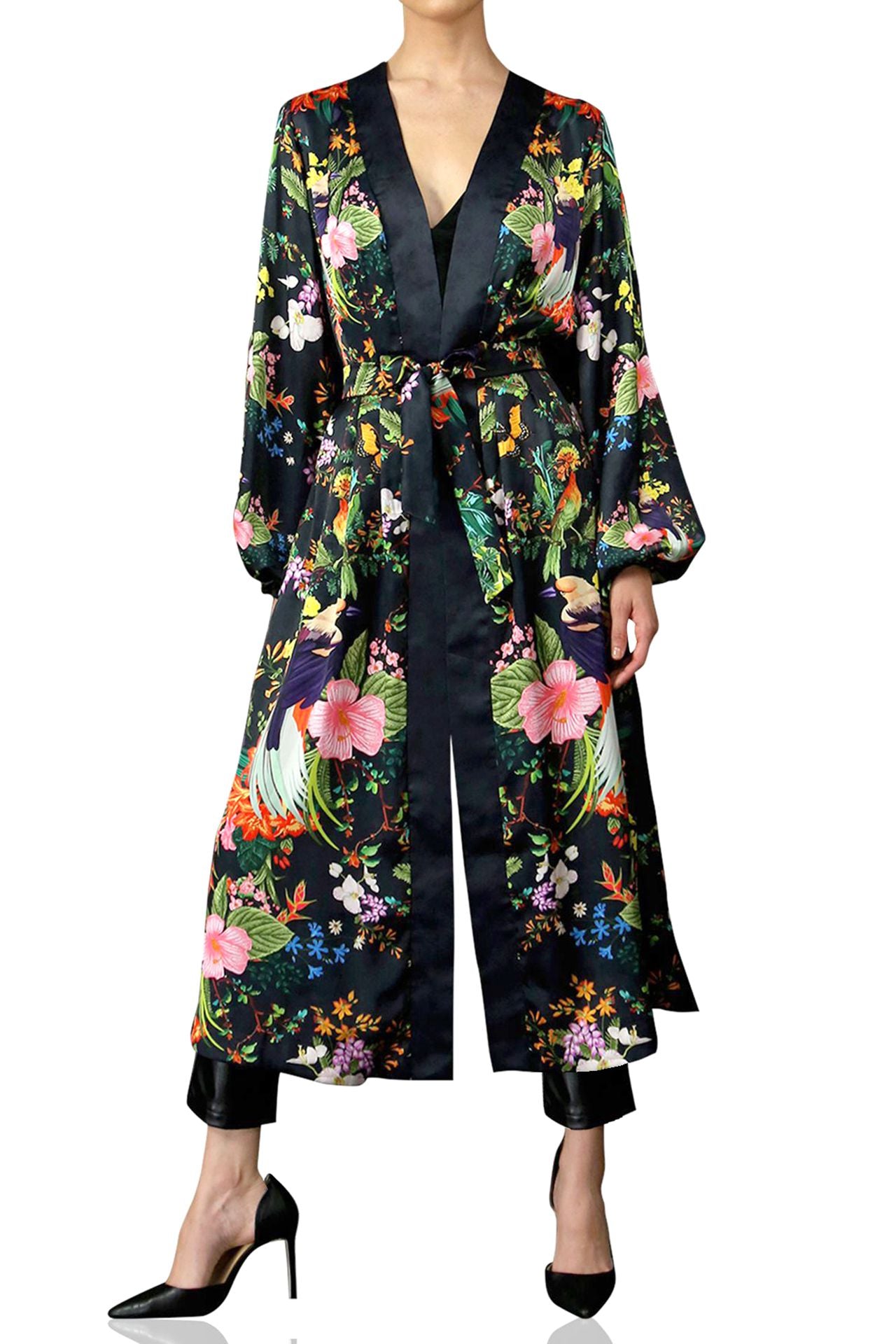 Kimono Style Robe Dress - Long Silk Kimono Robe | SS-2020 Robe Clothing ...