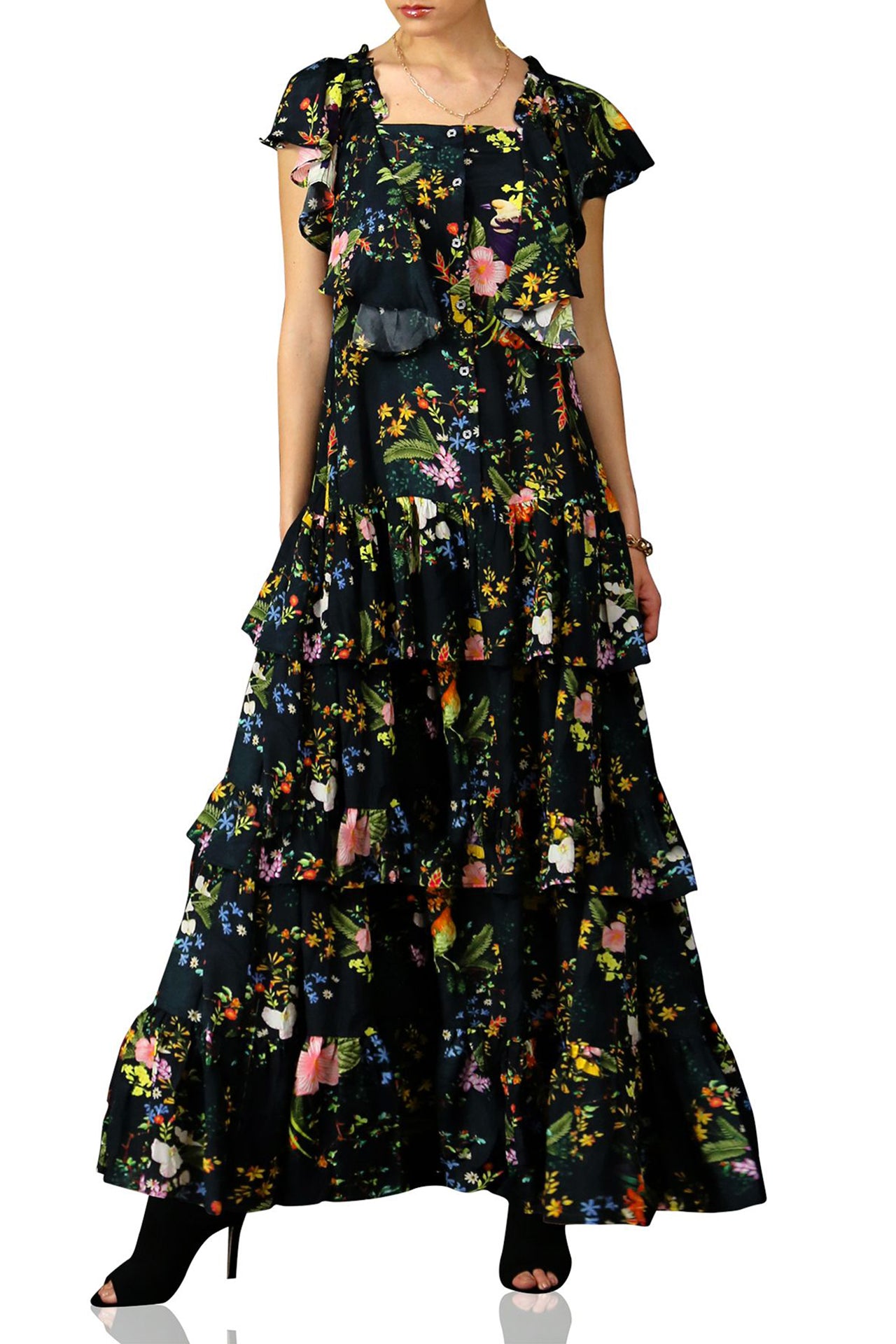 Maxi Dressdesigner Maxi Dressflower Print Dressdesigner Long Ruffle 7118