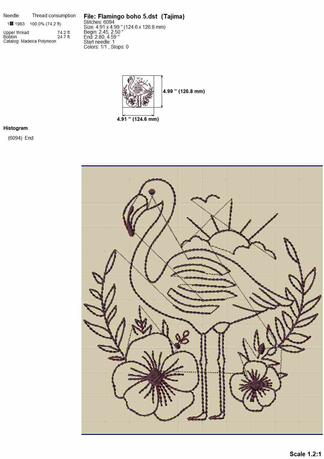 Boho flamingo machine embroidery design