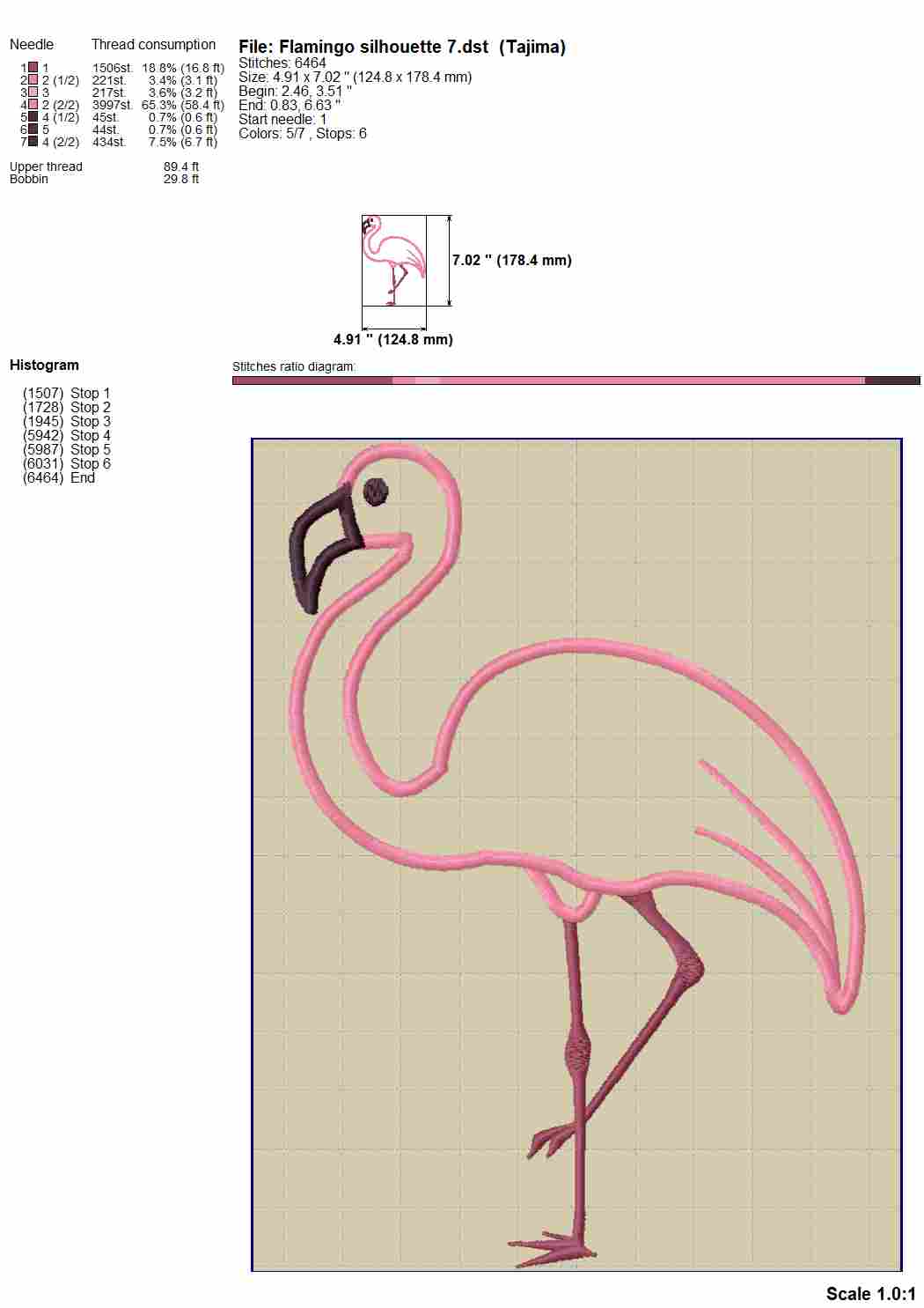 Flamingo applique machine embroidery design