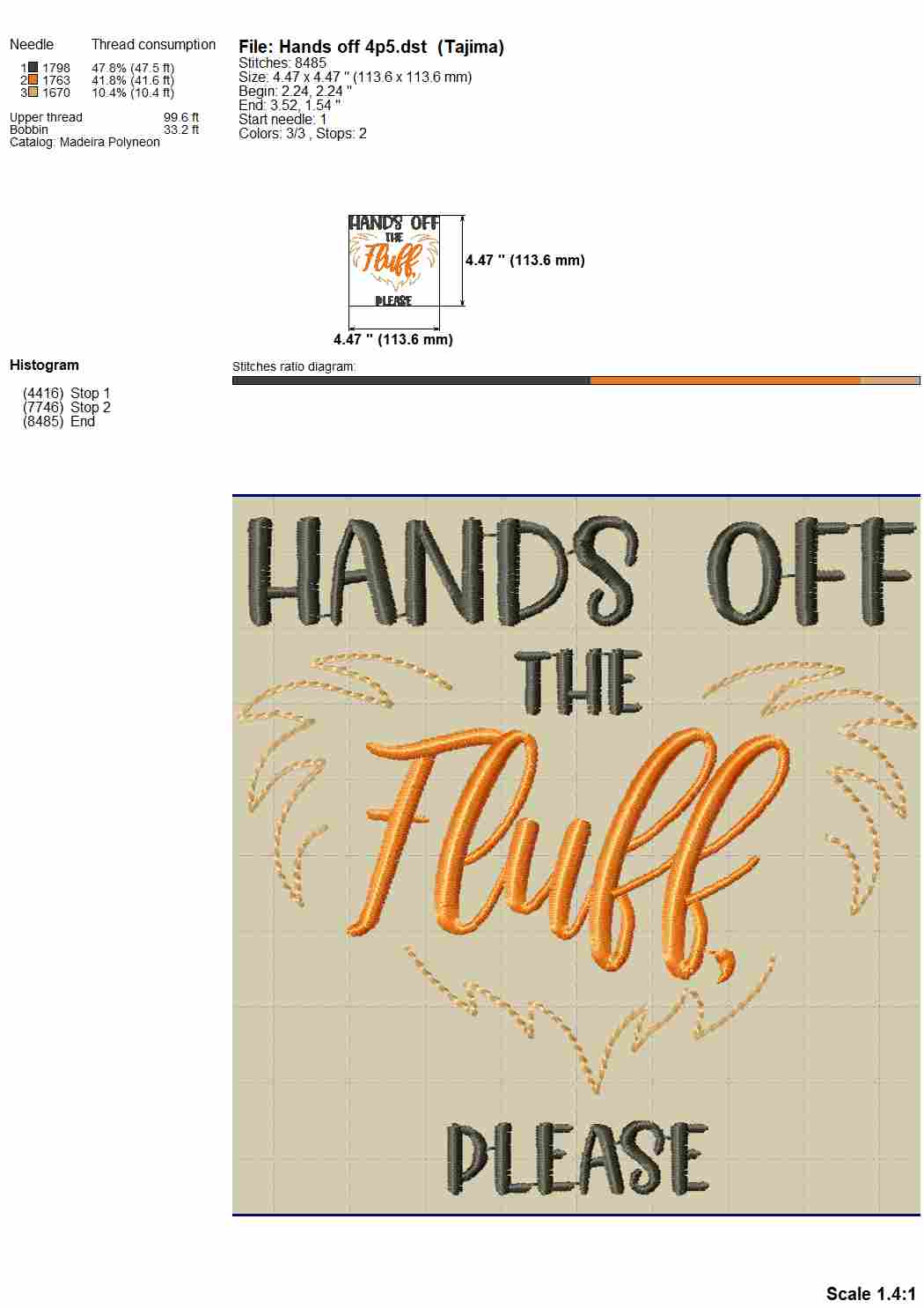 Hands off the fluff please, funny cat machine embroidery design