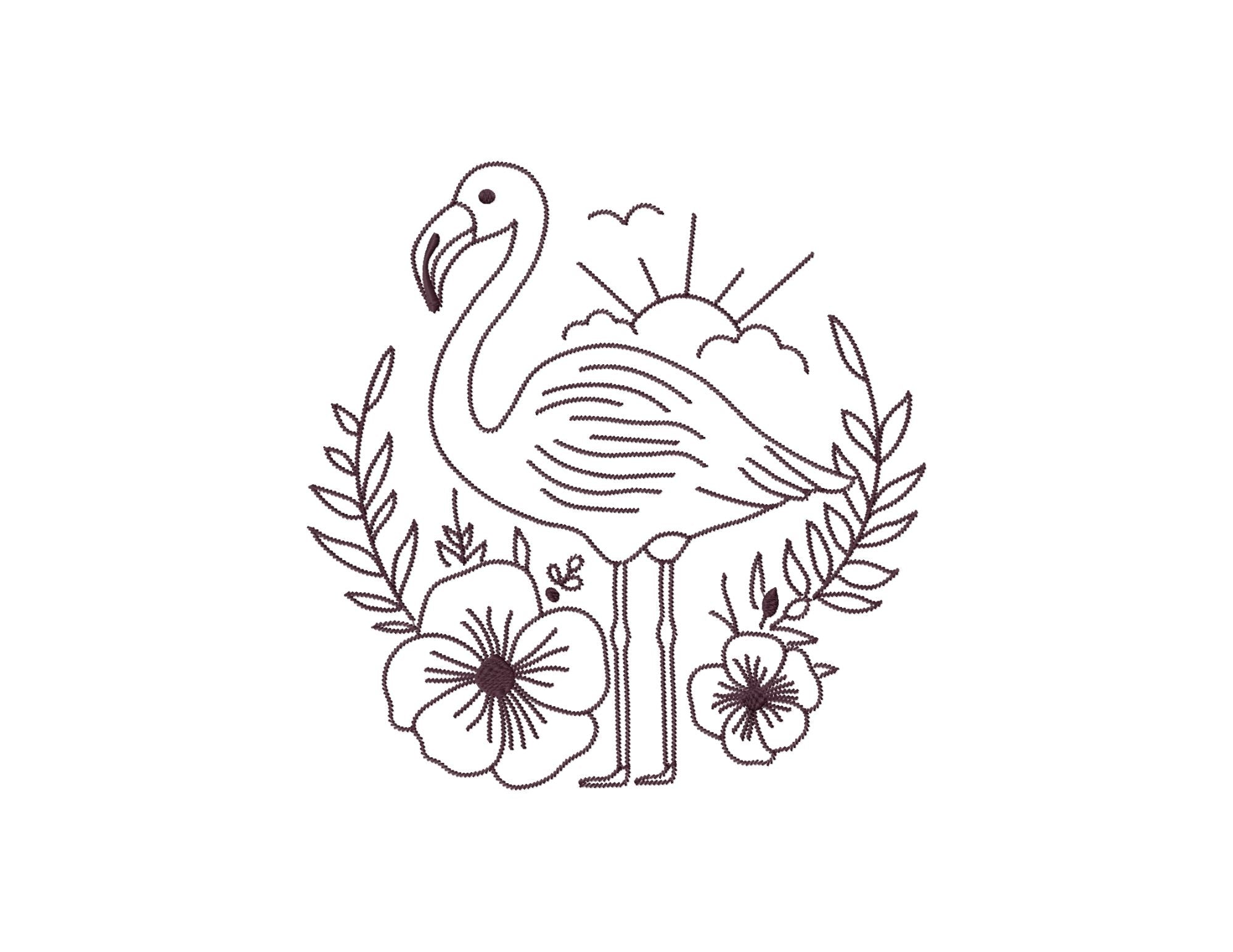  Boho flamingo machine embroidery design