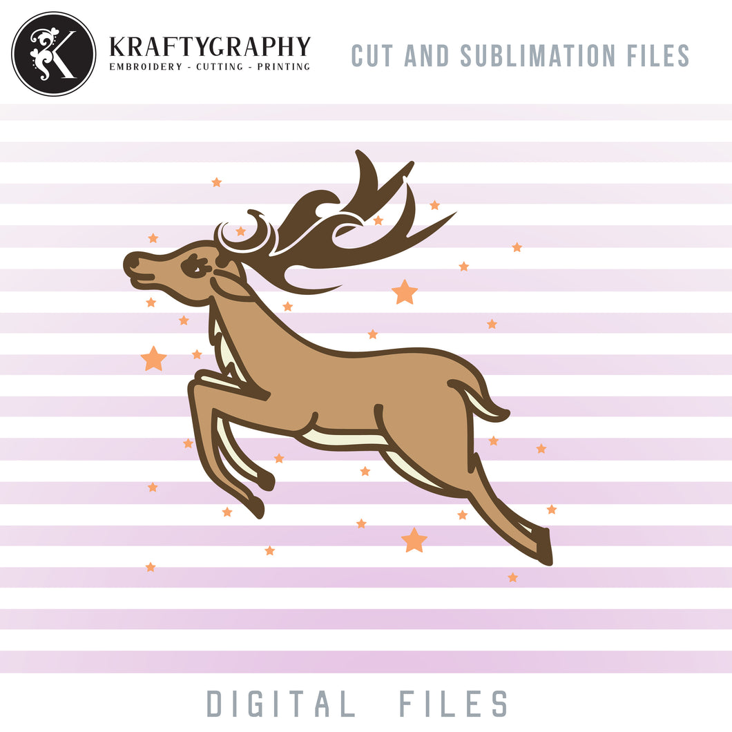 Download Cute Reindeer Svg Files Cartoon Reindeer Clipart Jumping Reindeer Pn Kraftygraphy