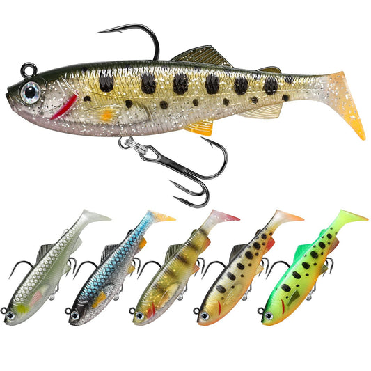 Spinpoler Fishing Lure Shad Paddle Tail Swimbaits Double Color Artificial  Bait For Bass Trout Walleye Crappie Fishing Tackle