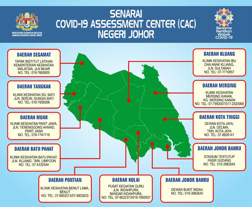 Senarai COVID-19 Assessment Center (CAC) Negeri Johor