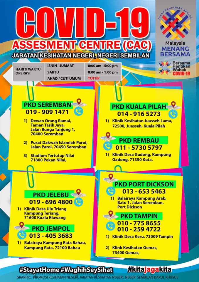 Senarai COVID-19 Assessment Center (CAC) Negeri Sembilan