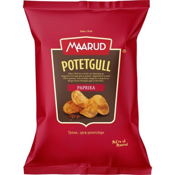 Zeggen houd er rekening mee dat Klagen Maarud potatochips paprika potato chips 250 gram (Potetgull paprika) –  Norwegian Foodstore