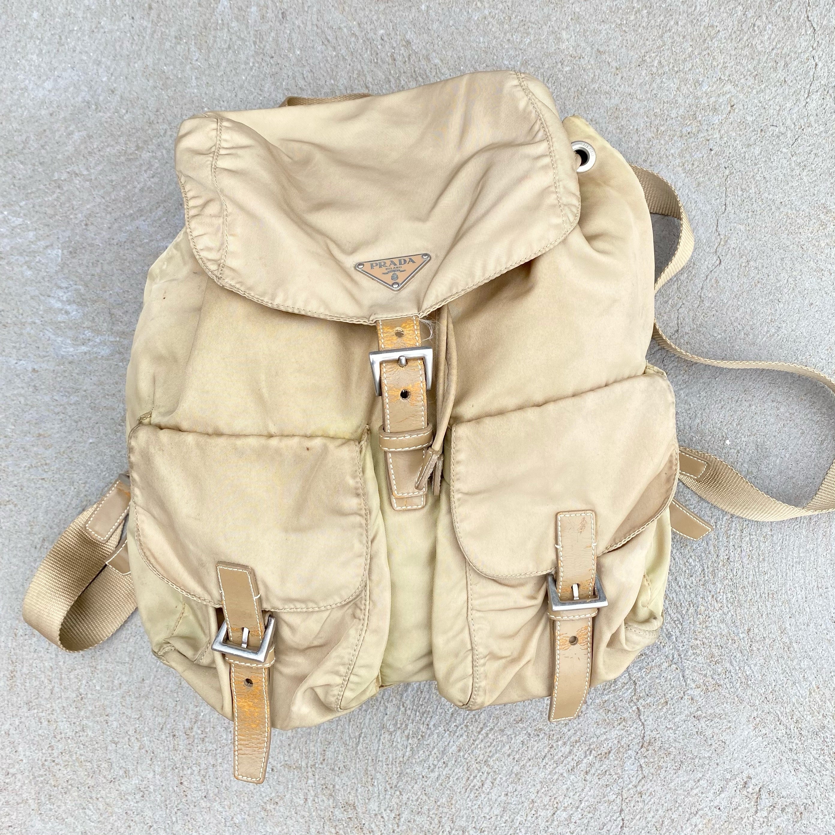 Prada Nylon Cream Large Back Pack Bag – Curated by Charbel