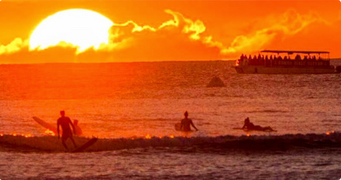 Hawaii glass bottom boat sunset