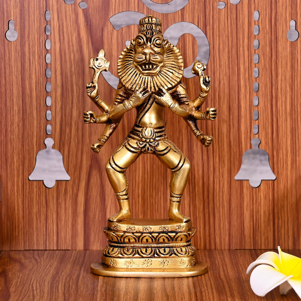 Brass Lord Vishnu Narsimha Avatar (7.5 Inch) – Vedansh Craft