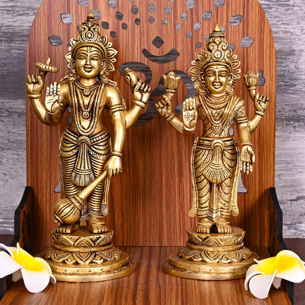 Brass Vishnu Lakshmi Set (9.5")