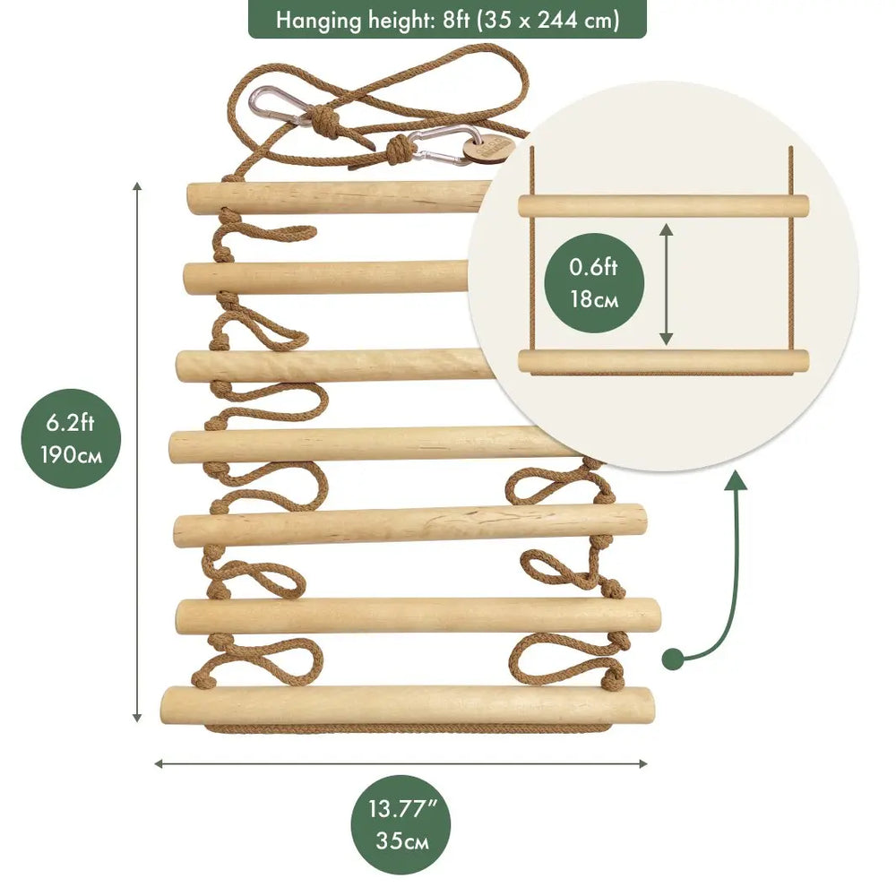 4in1 Swings Set: Rope ladder + Gymnastic rings + Disc swing + Trapeze –  Little Wonder & Co