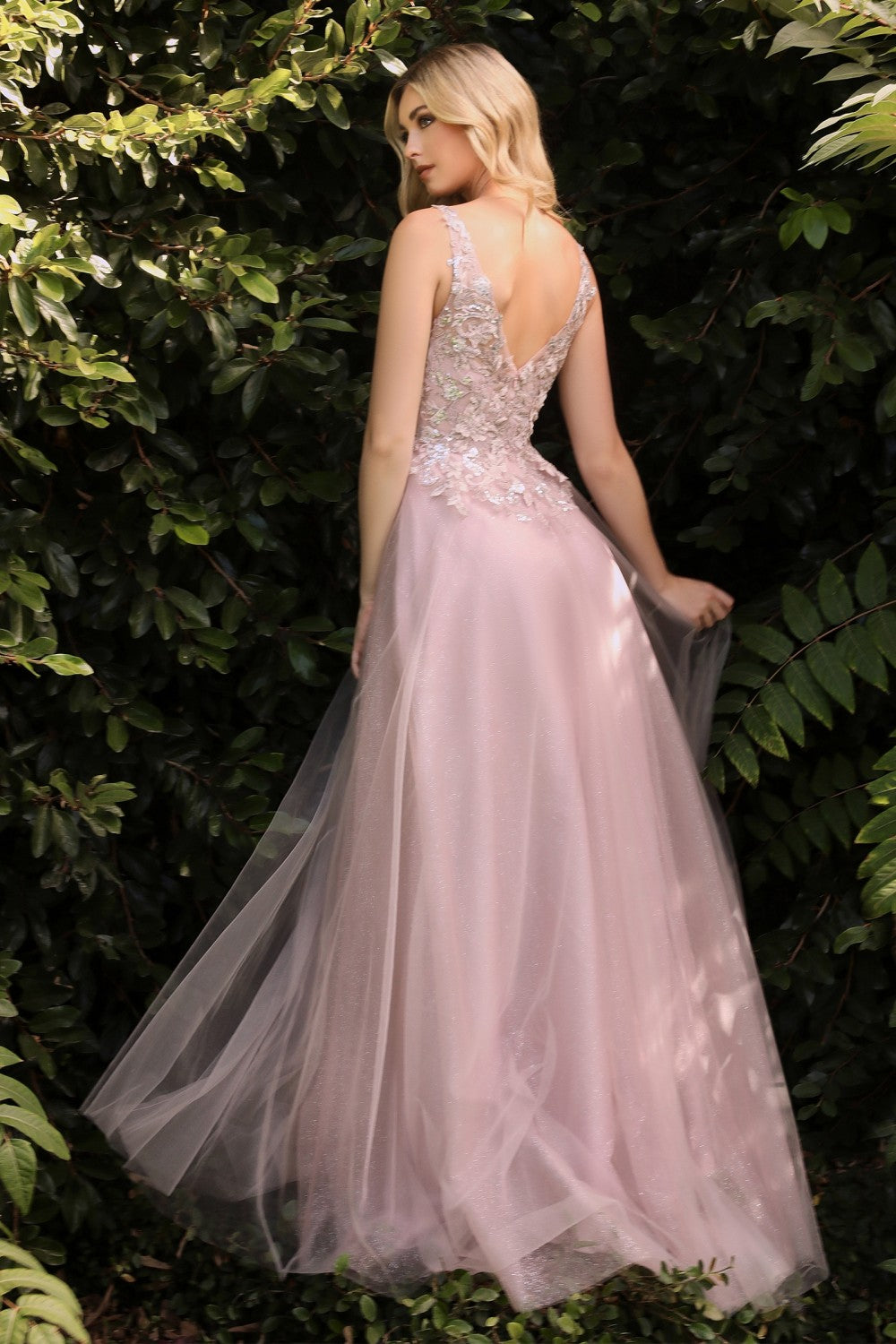 Vestido de princesa evasé de tul floral de Cinderella Divine CDS409C- Curve  – Ariststyles