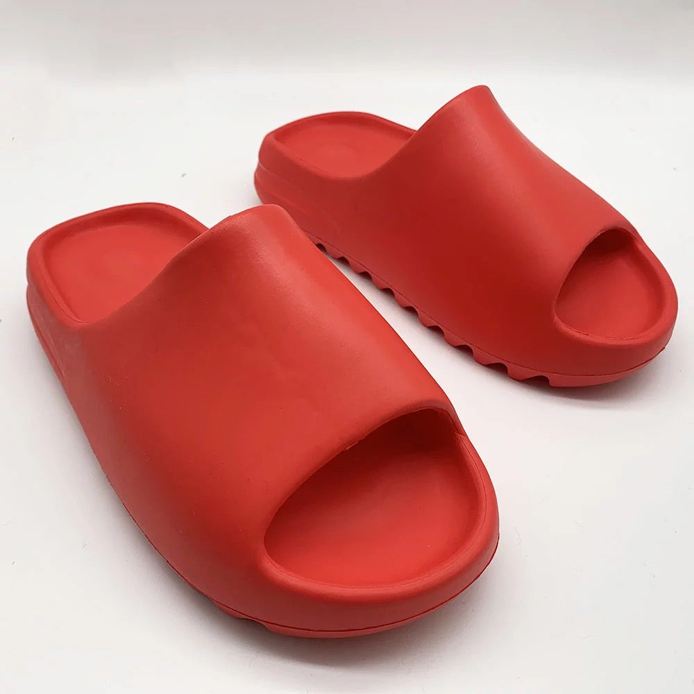 yeezy sandals red