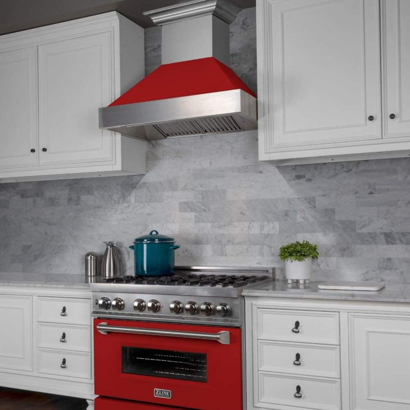36" DuraSnow® Stainless Steel Range Hood with Red Matte Shell (8654RM-36) (5887752405149)