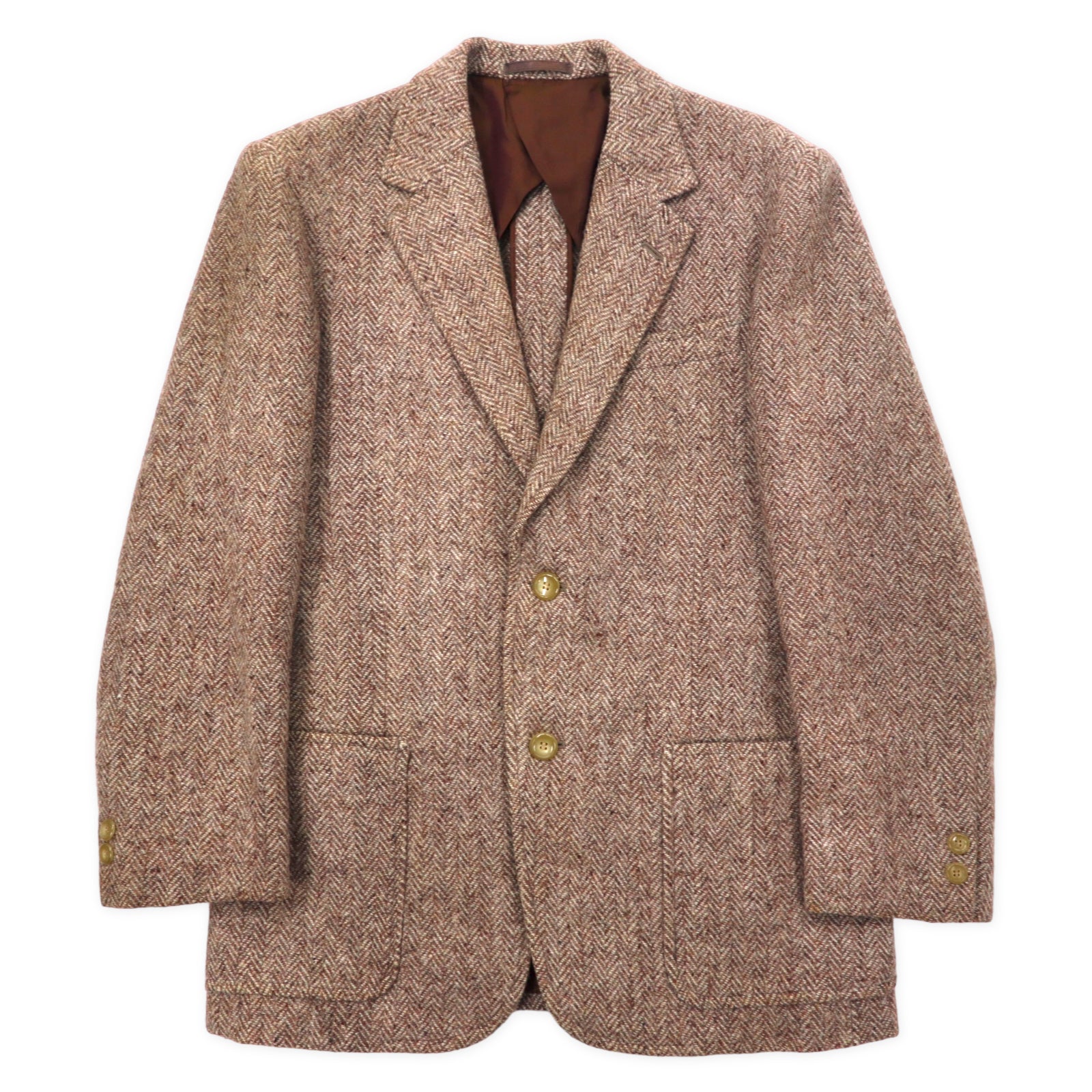 Harris Tweed 2B ツイードジャケット M ブラウン ウール ヘリンボーン GINZA YAJIMA BRITISH MATERIAL