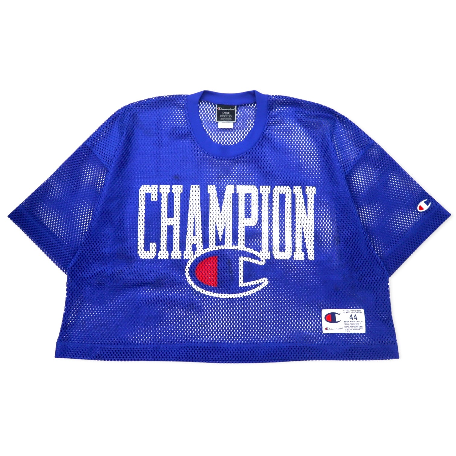 Champion クロップド メッシュ ゲームシャツ XL ブルー ポリエステル スクリプトロゴ