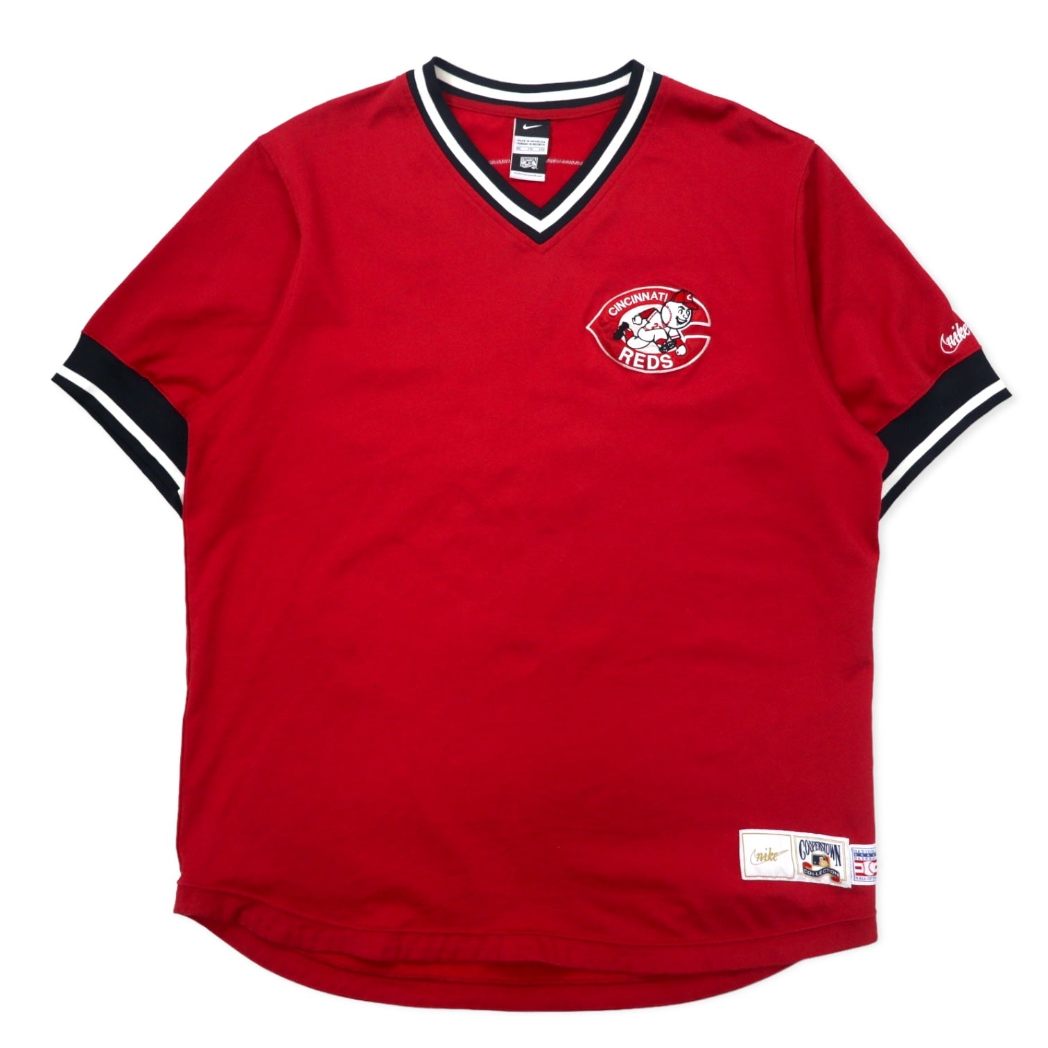 NIKE ゲームシャツ ベースボールシャツ XXL レッド コットン ポリエステル COOPERSTOWN COLLECTION ナンバリング MLB CINCINNATI REDS ビッグサイズ