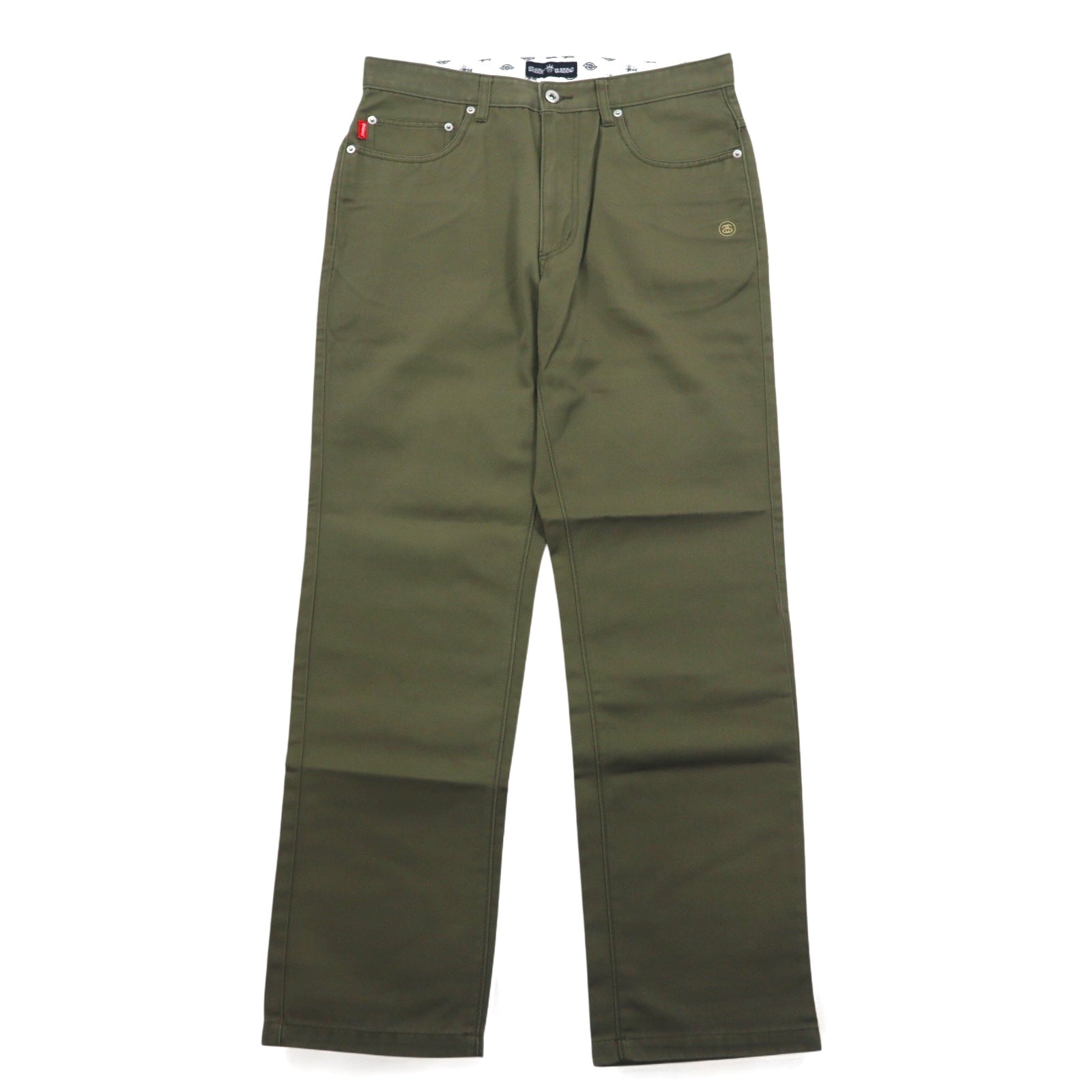 Stussy × Dickies シャネルロゴ 刺繍 チノパンツ M カーキ ワンポイント UXST05M