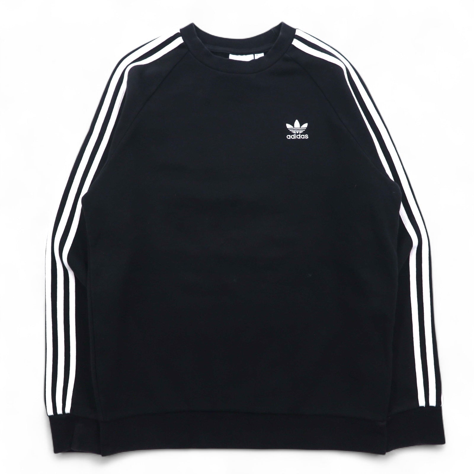 adidas originals 3ストライプ クルーネック スウェット S ブラック トレフォイルロゴ DV1555