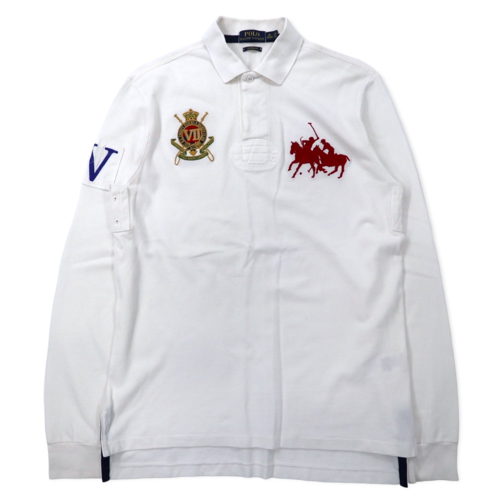 POLO RALPH LAUREN ビッグポニー ラガーシャツ ポロシャツ 175/96A ホワイト コットン CUSTOM FIT