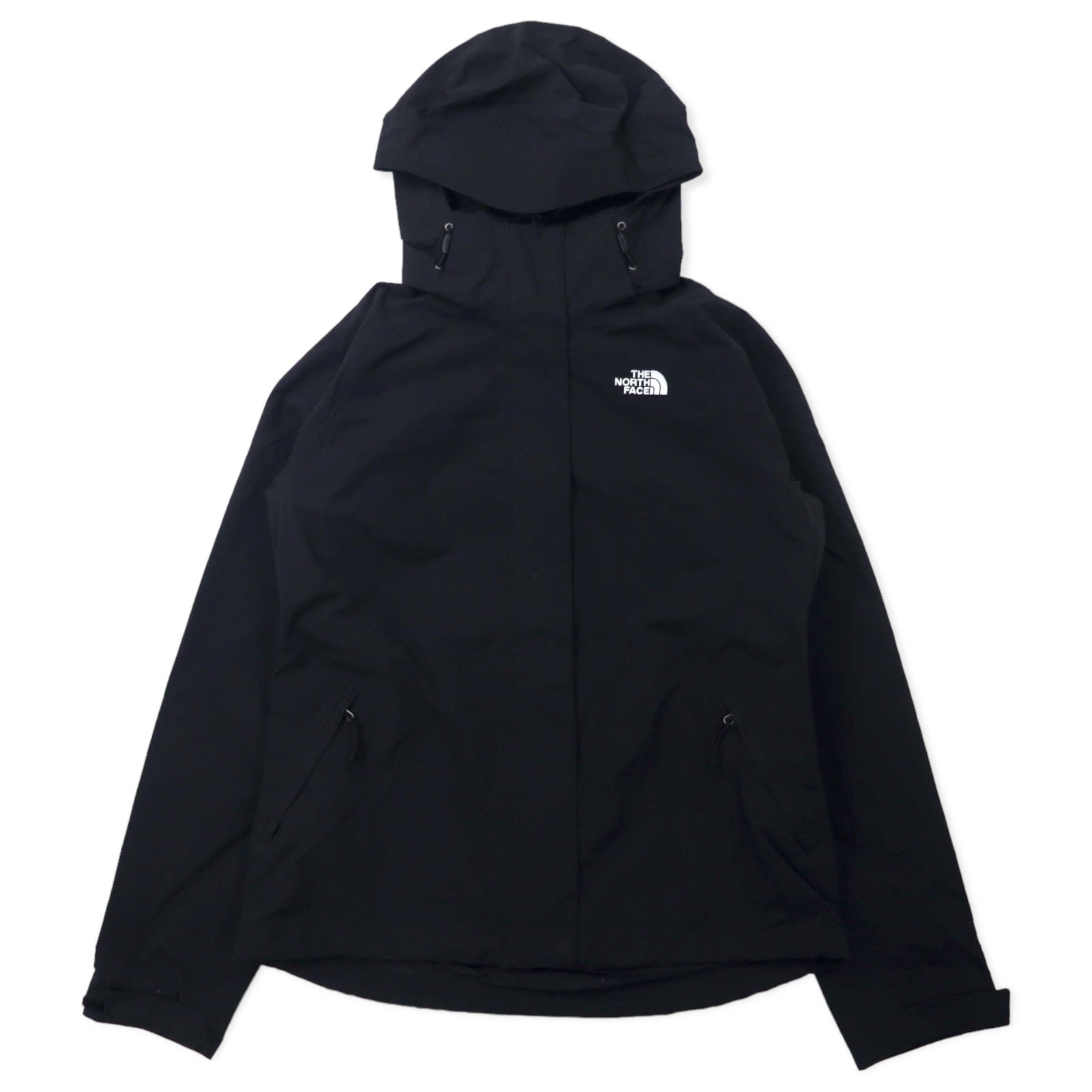 THE NORTH FACE マウンテンパーカー S ブラック ナイロン 防水 HYVENT フード着脱式 ジップインジップ搭載