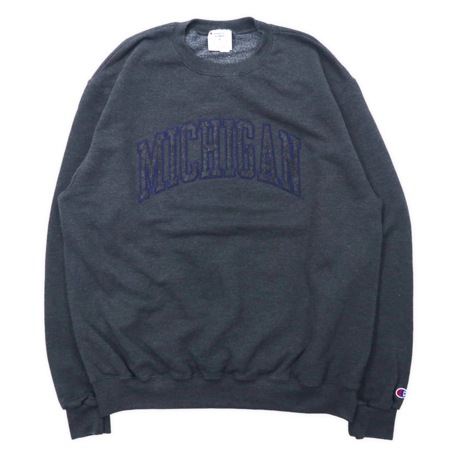 Champion カレッジスウェット XL グレー コットン 裏起毛 MICHIGAN ビッグサイズ