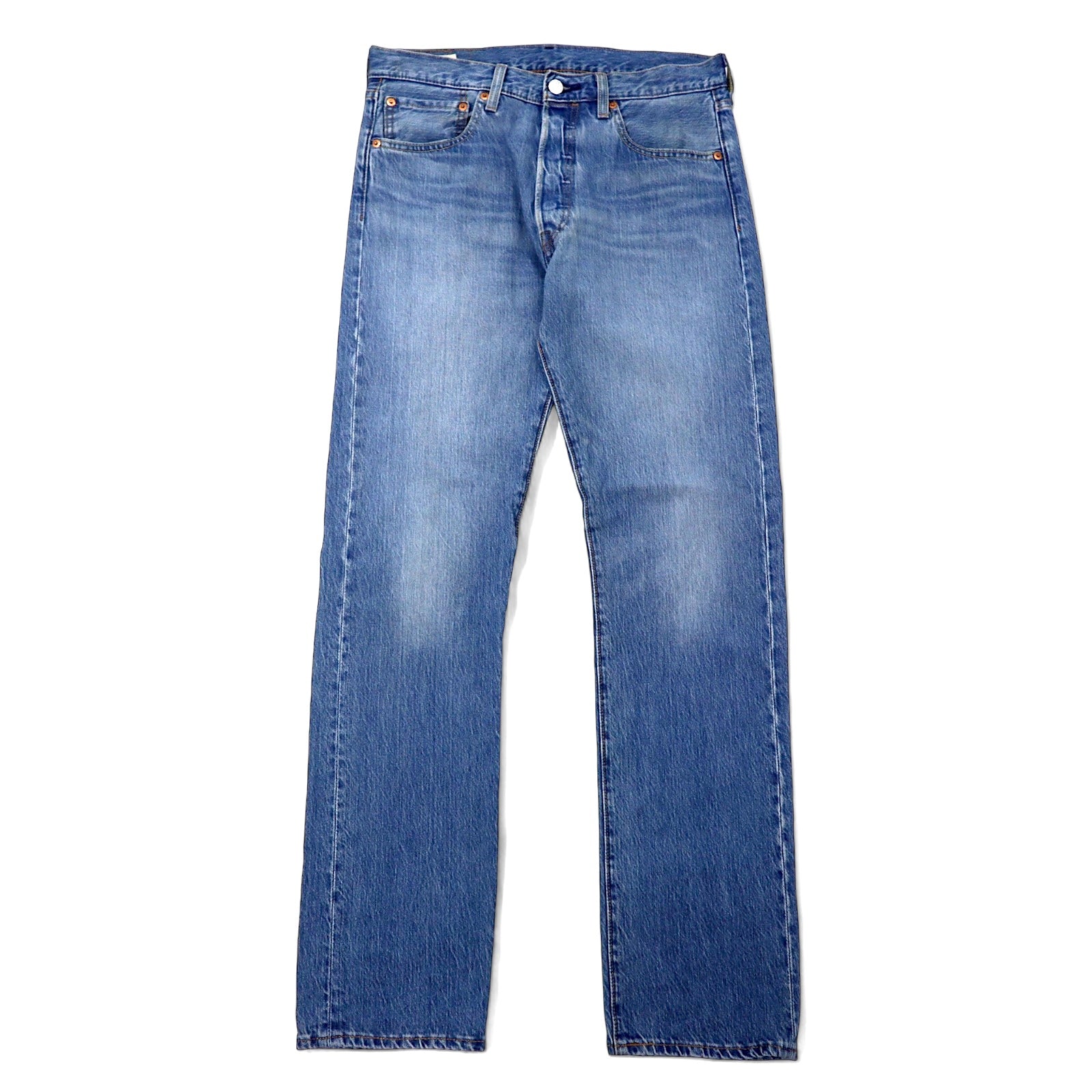 LEVI'S PREMIUM ビッグE 501 デニムパンツ 31 ブルー コットン レザーパッチ ボタンフライ Pipe Light Blue Denim Jeans 00501-2743