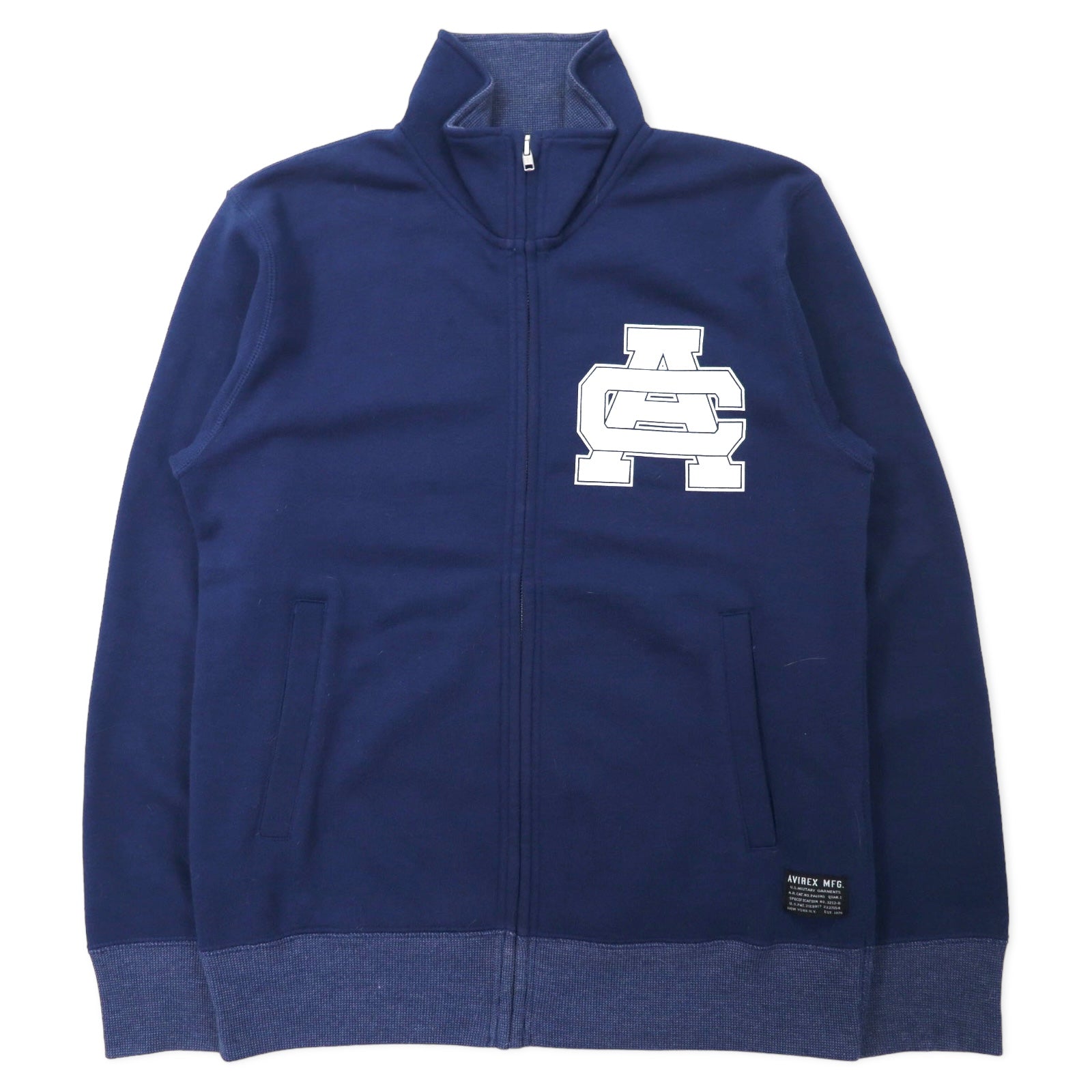 AVIREX コープス スタンドジップ ジャケット スウェット M ネイビー コットン バックロゴプリント CORPS STAND ZIP JACKET 6153527