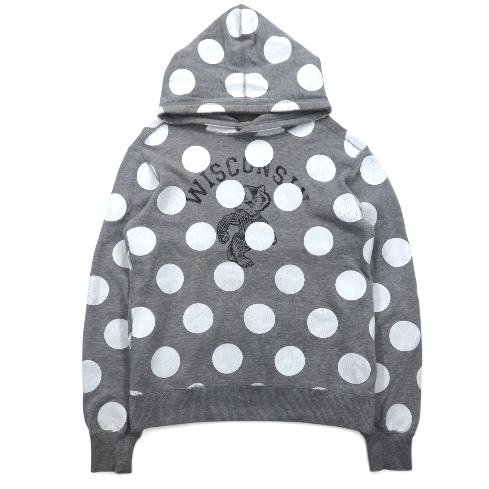Sasquatchfabrix. プルオーバー パーカー M グレー コットン ドット 水玉 WISCONSIN Bucky Badger 08AW-CSP-001