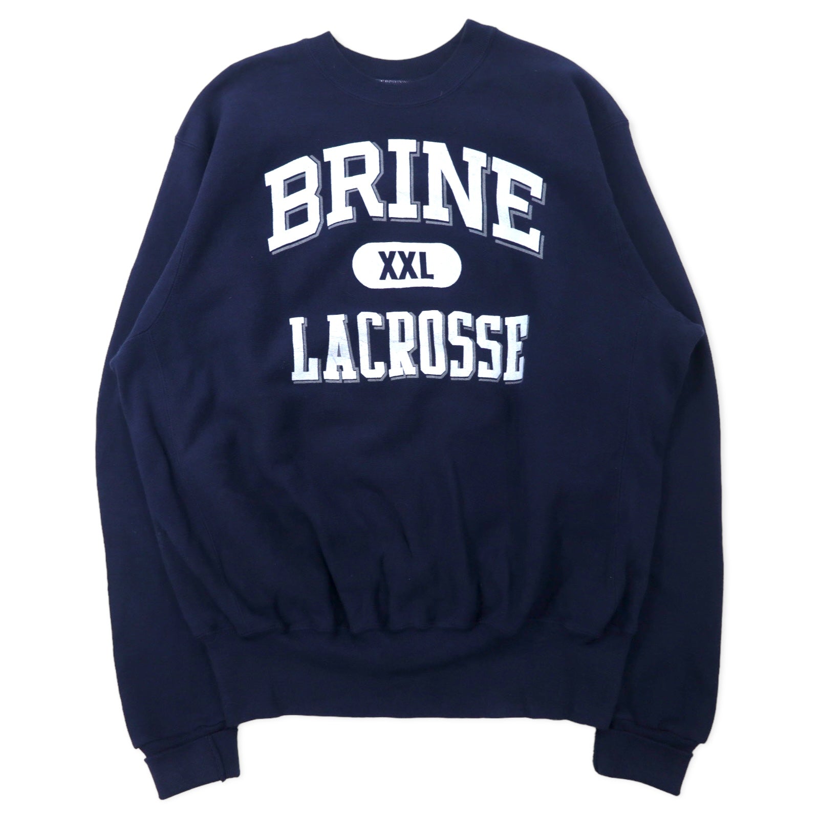 BRINE USA製 90年代 リバースウィーブ スウェット XL ネイビー コットン 裏起毛 LACROSSE ビッグサイズ