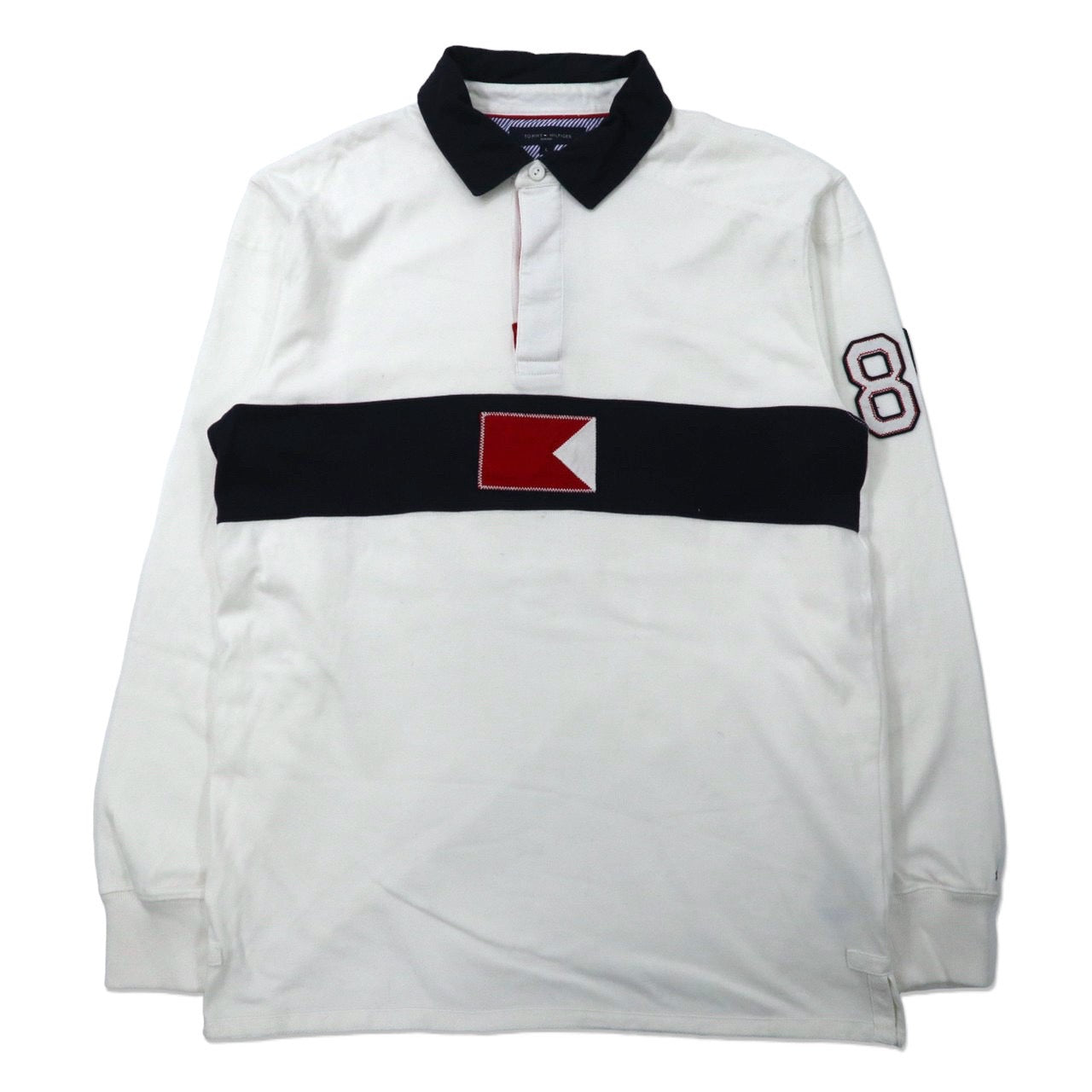 TOMMY HILFIGER SAILING ビッグサイズ ラガーシャツ L ホワイト コットン フラッグロゴ ナンバリング