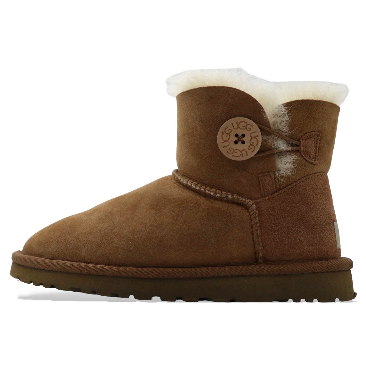 UGG ショート ムートンブーツ 23cm ベージュ スエードレザー WOMENS MINI BAILEY BUTTON 3352