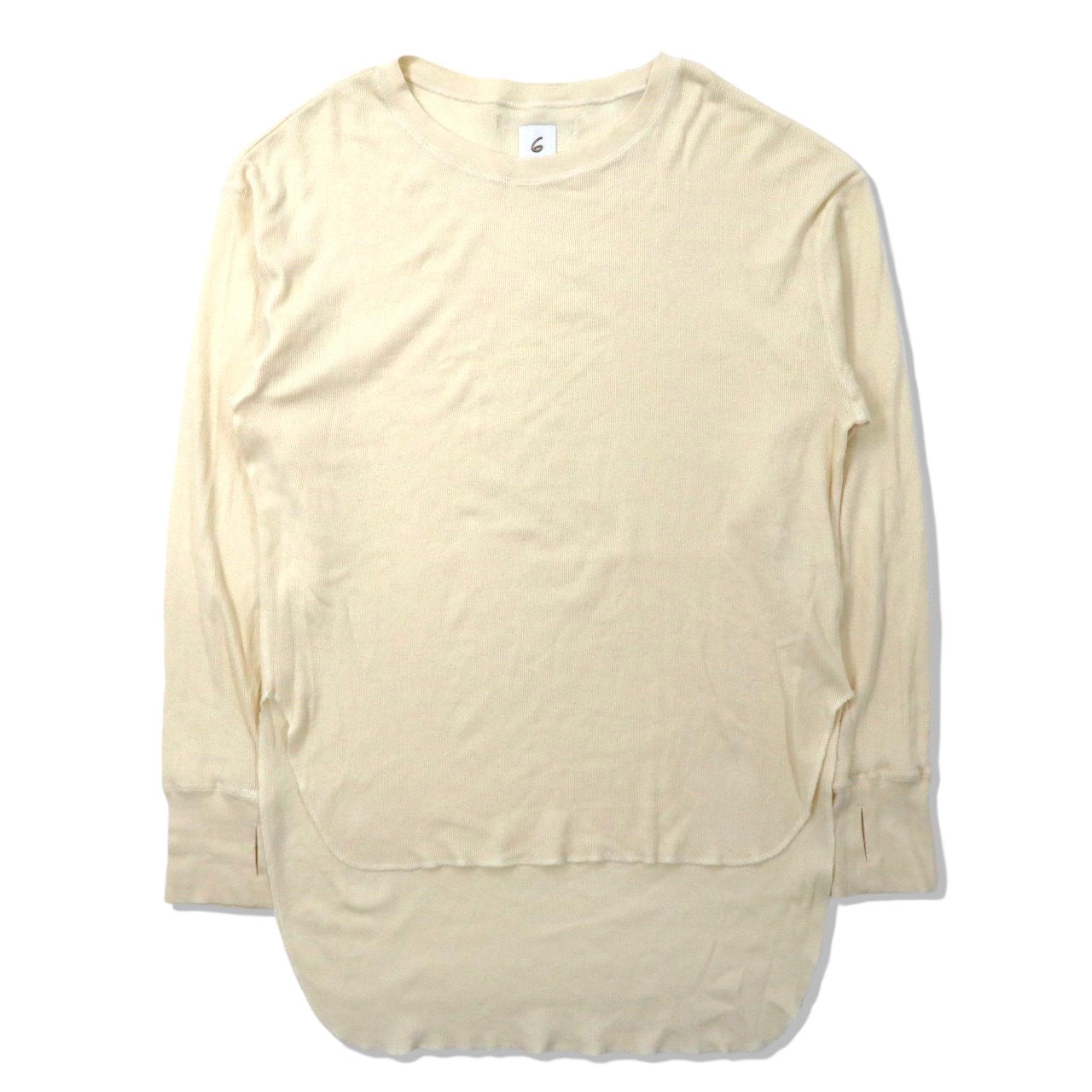 6(ROKU) BEAUTY&YOUTH ロング丈カットソー F ホワイト コットン SUKE TERECO PULLOVER 8612-299-0053 日本製