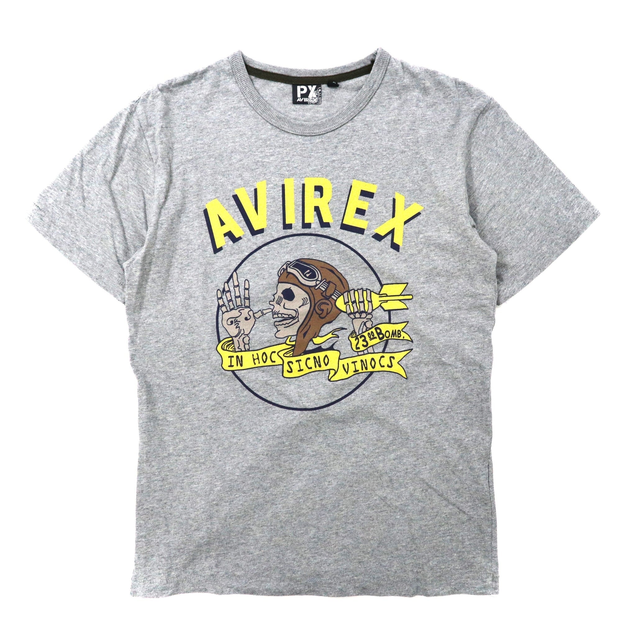 AVIREX ロゴプリントTシャツ M グレー コットン スカルパイロット 6133082