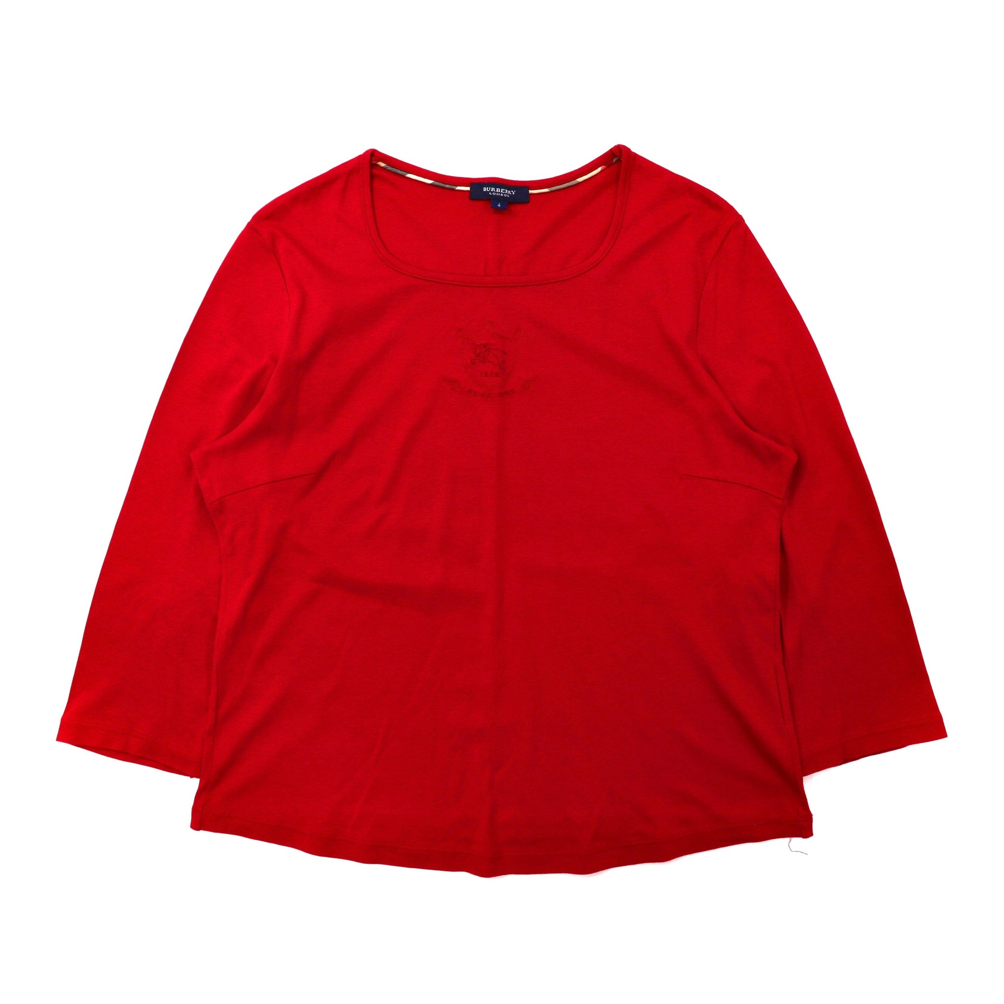 BURBERRY ロングスリーブTシャツ 4 レッド コットン ロゴ刺繍