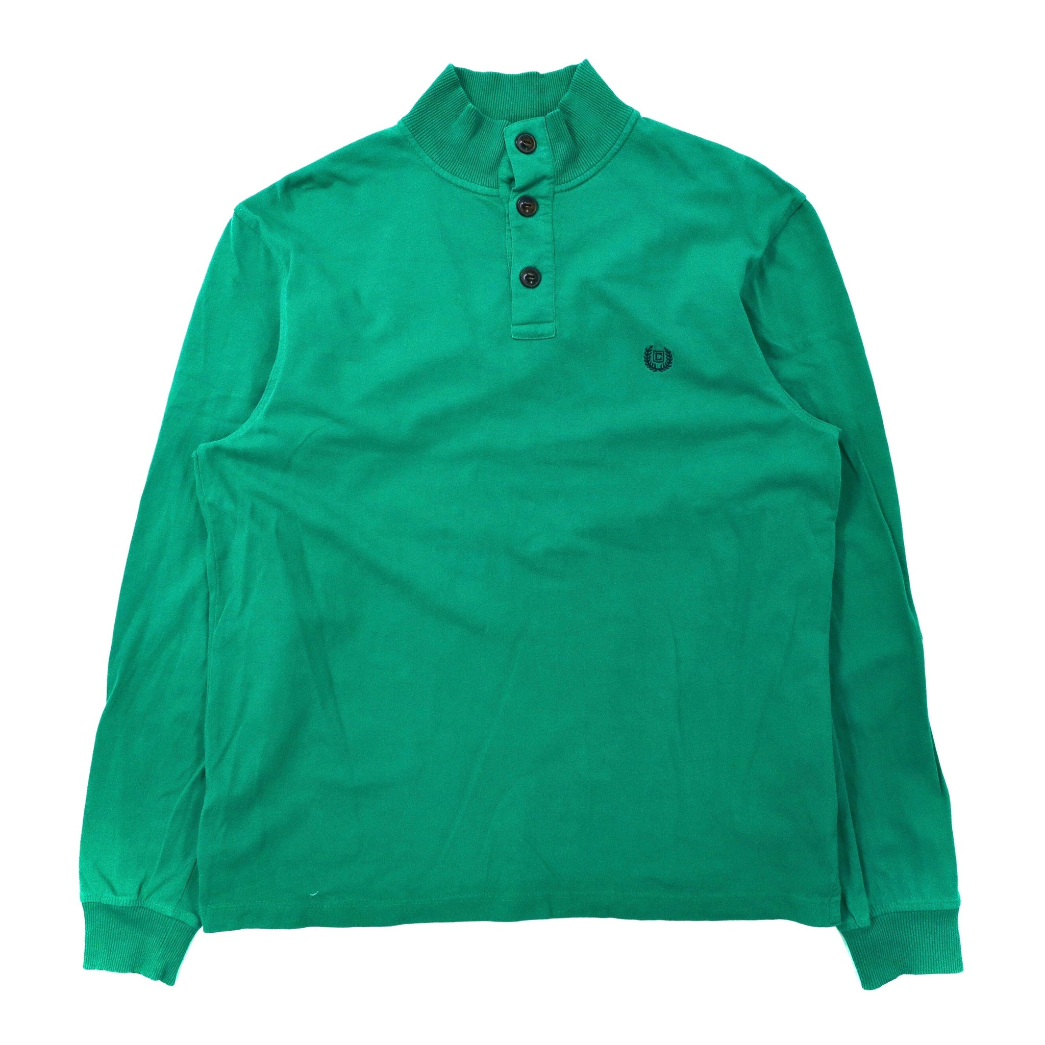 CHAPS ハーフボタン ロングスリーブTシャツ L グリーン コットン ワンポイントロゴ刺繍