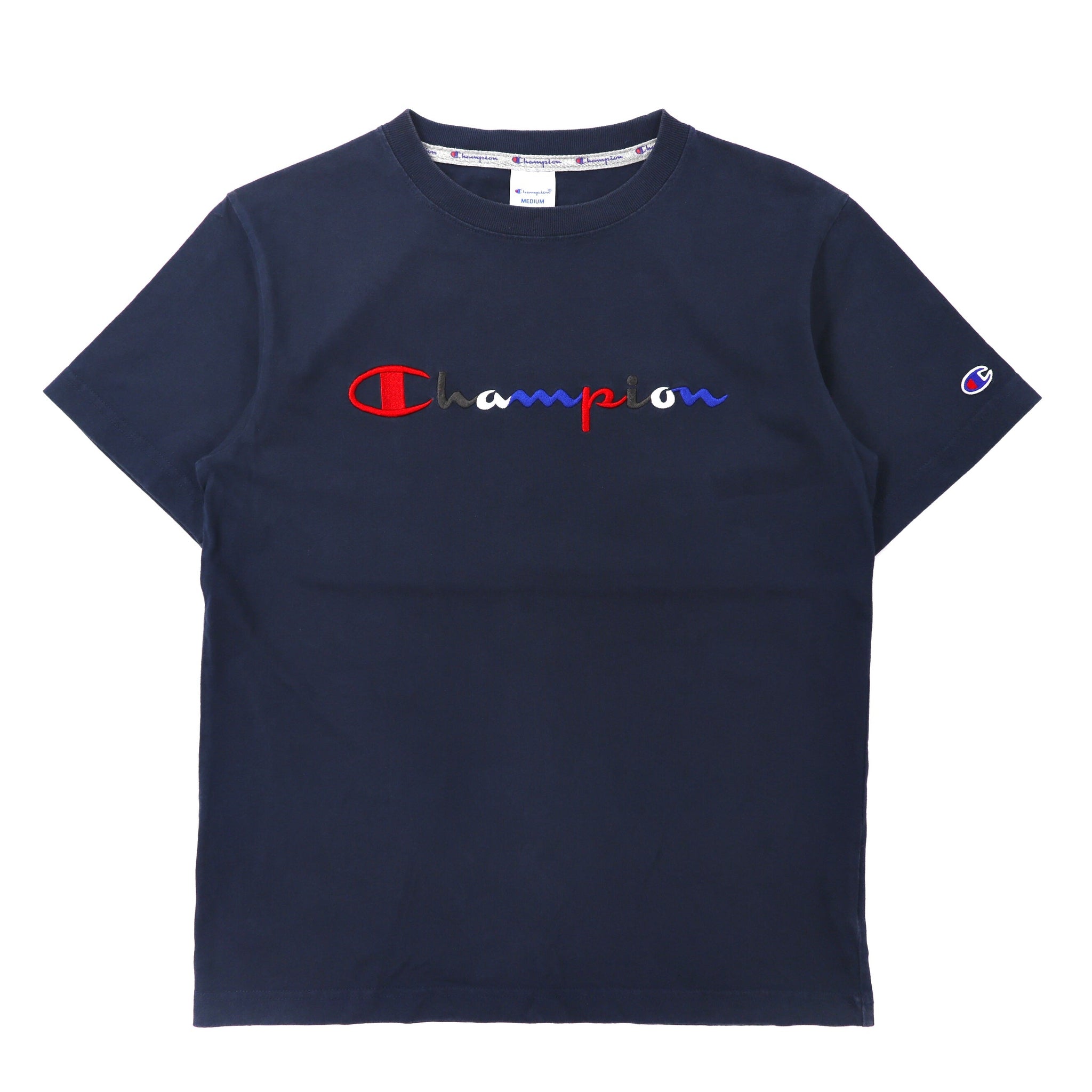 Champion Tシャツ M ネイビー コットン スクリプトロゴ刺繍