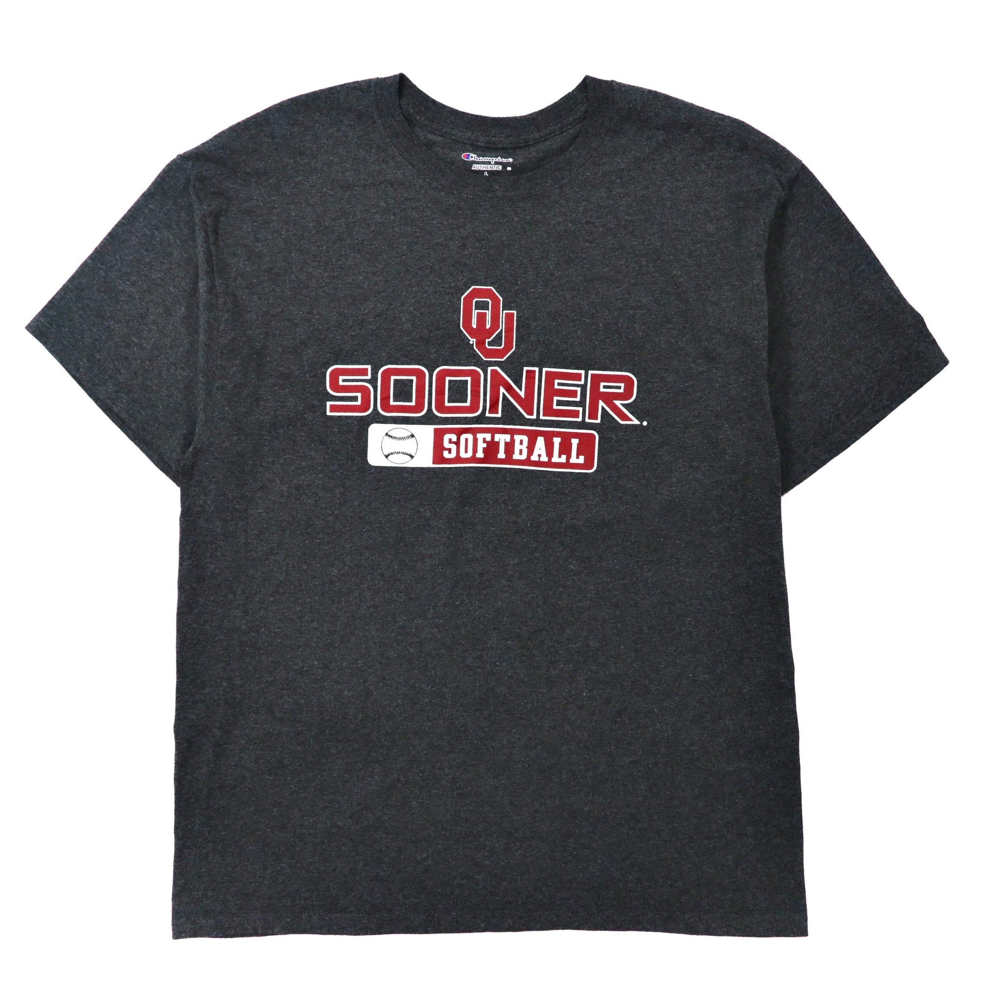 Champion ビッグサイズ カレッジプリントTシャツ XL グレー コットン SOONER University of Oklahoma ニカラグア製