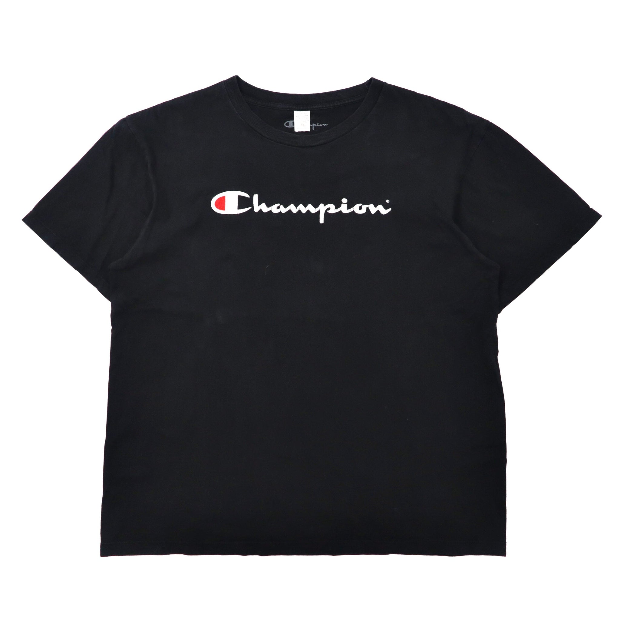 Champion ビッグサイズ ロゴプリントTシャツ XL ブラック コットン スクリプトロゴ