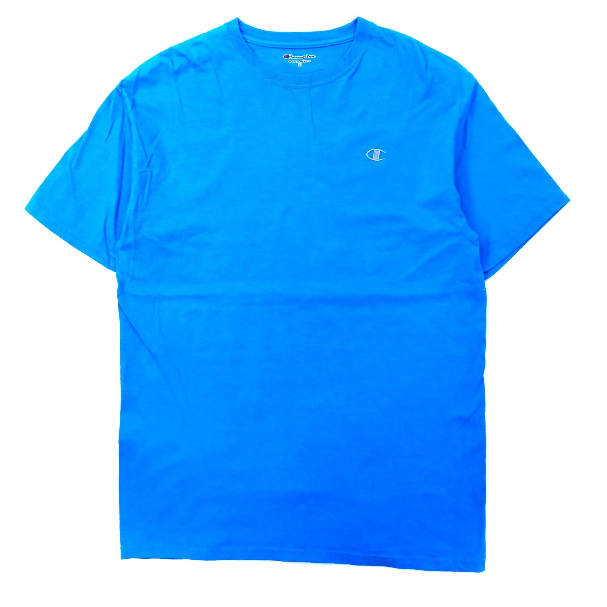 Champion ビッグサイズTシャツ L ブルー コットン ワンポイントロゴ メキシコ製