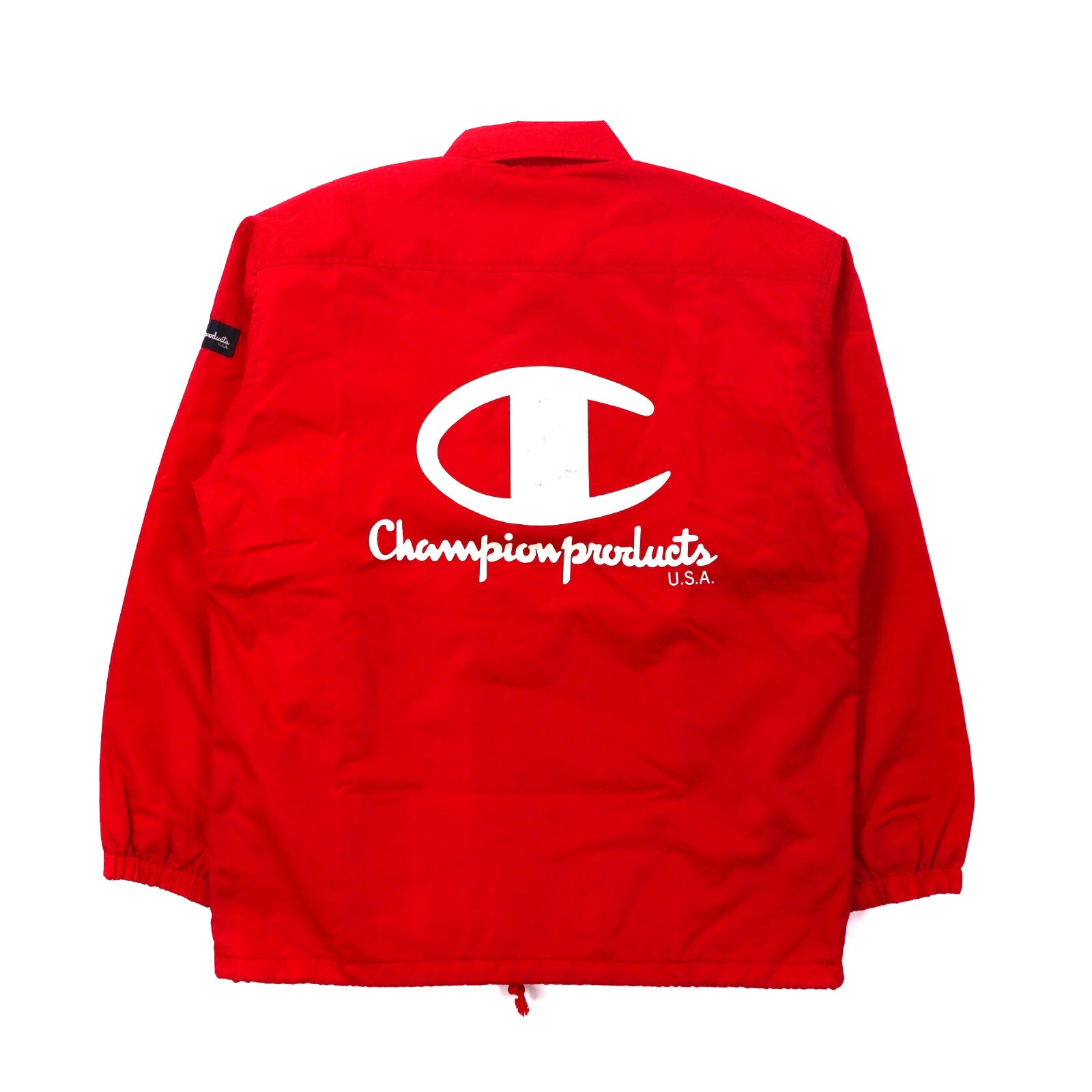 Champion コーチジャケット M レッド ナイロン バックロゴプリント 90年代