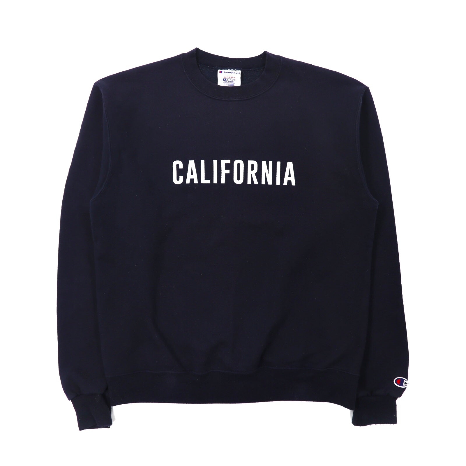 Champion クルーネックスウェット M ネイビー コットン 裏起毛 CALIFORNIA プリント