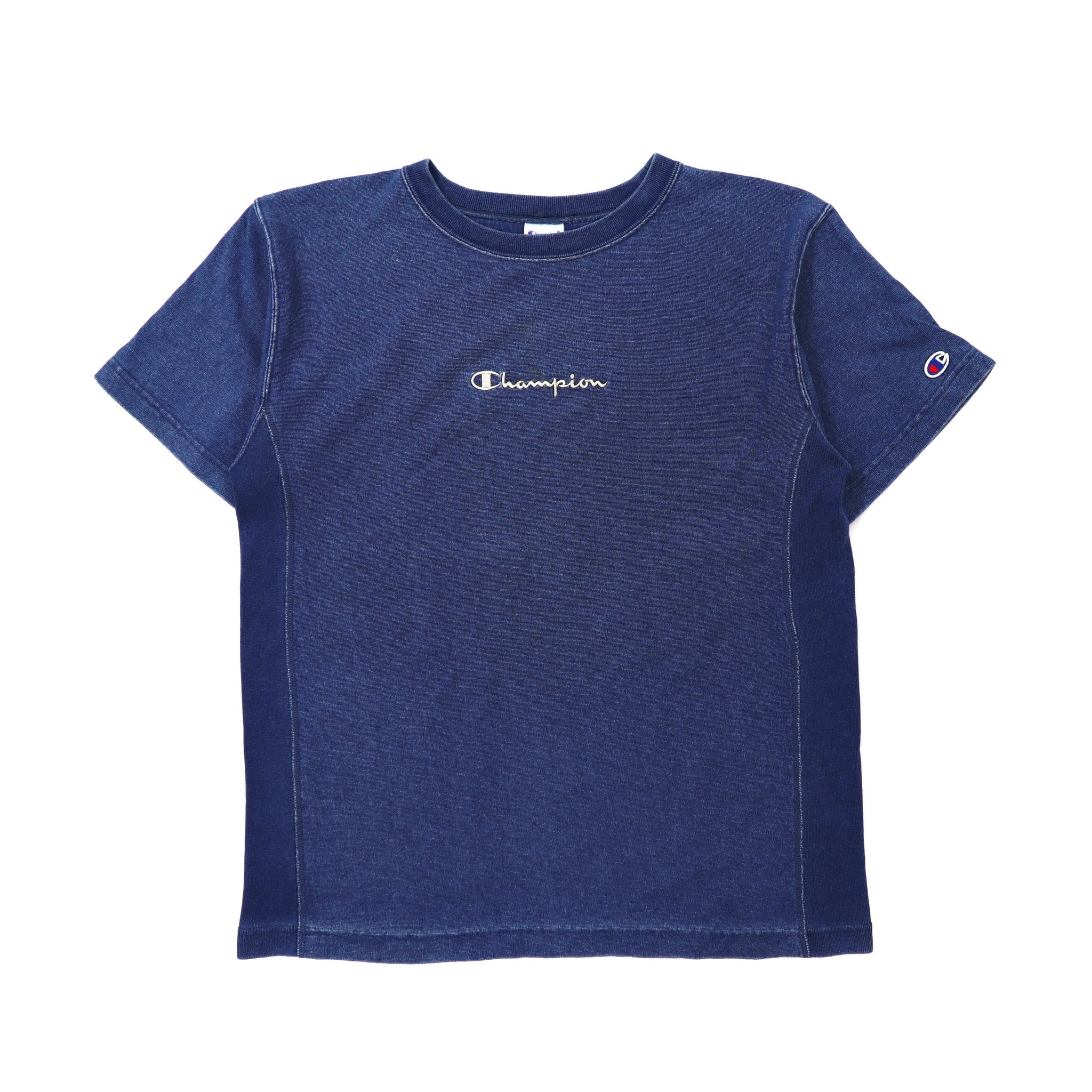 Champion リバーズウィーブ Tシャツ S ブルー コットン REVERSE WEAVE ロゴ刺繍